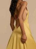 Backless Deep V-Neck Maxi Dress.