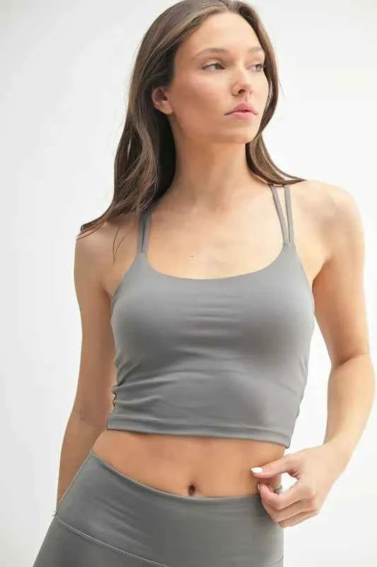 MONO B Venice Cloud Light Crisscross Sports Bra.