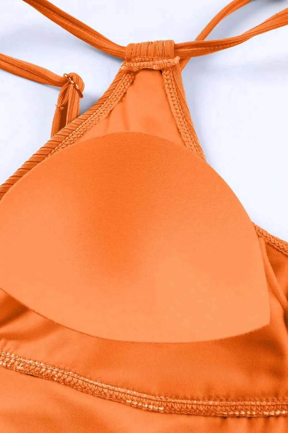 Drawstring Plunge One-Piece Swimwear.