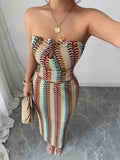 Printed Tube Top Skirt Set with Slit for Effortless Style - EBYNN