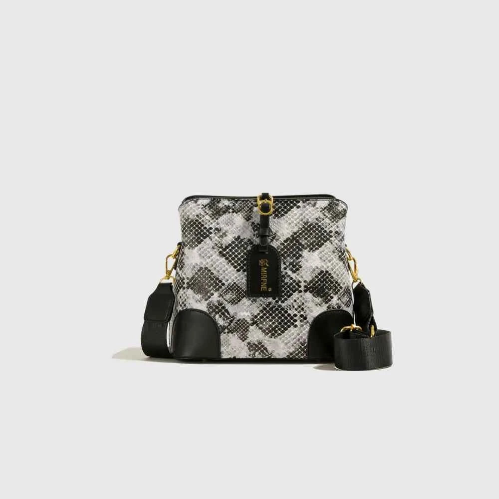 PU Leather Snakeskin Print Crossbody Bag.