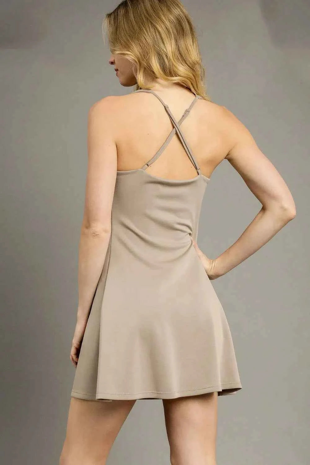 Umgee Crisscross Square Neck Active Dress.