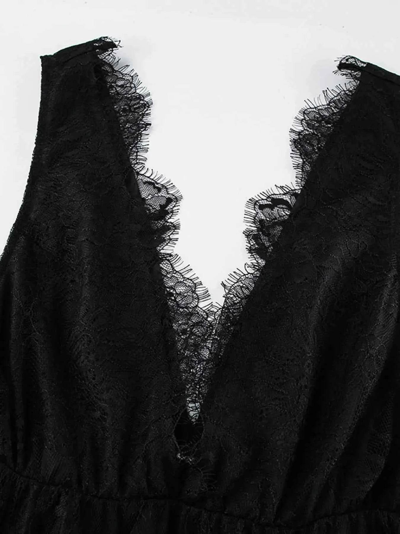 Lace Deep V-Neck Maxi Dress.