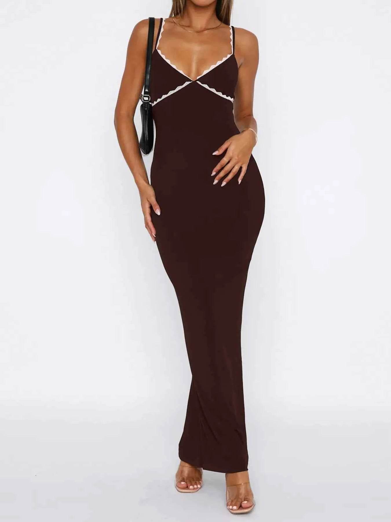 Lace Detail Slim Fit Bodycon Maxi Dress.