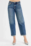 RISEN Plus Size Low Rise Crop Boyfriend Jeans.