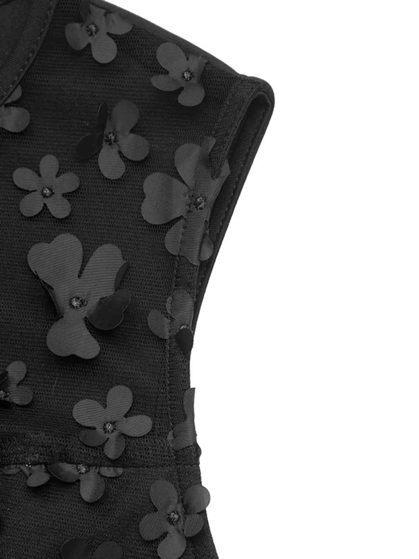 Flower Lace Mesh Sleeveless Wide Leg Jumpsuit.