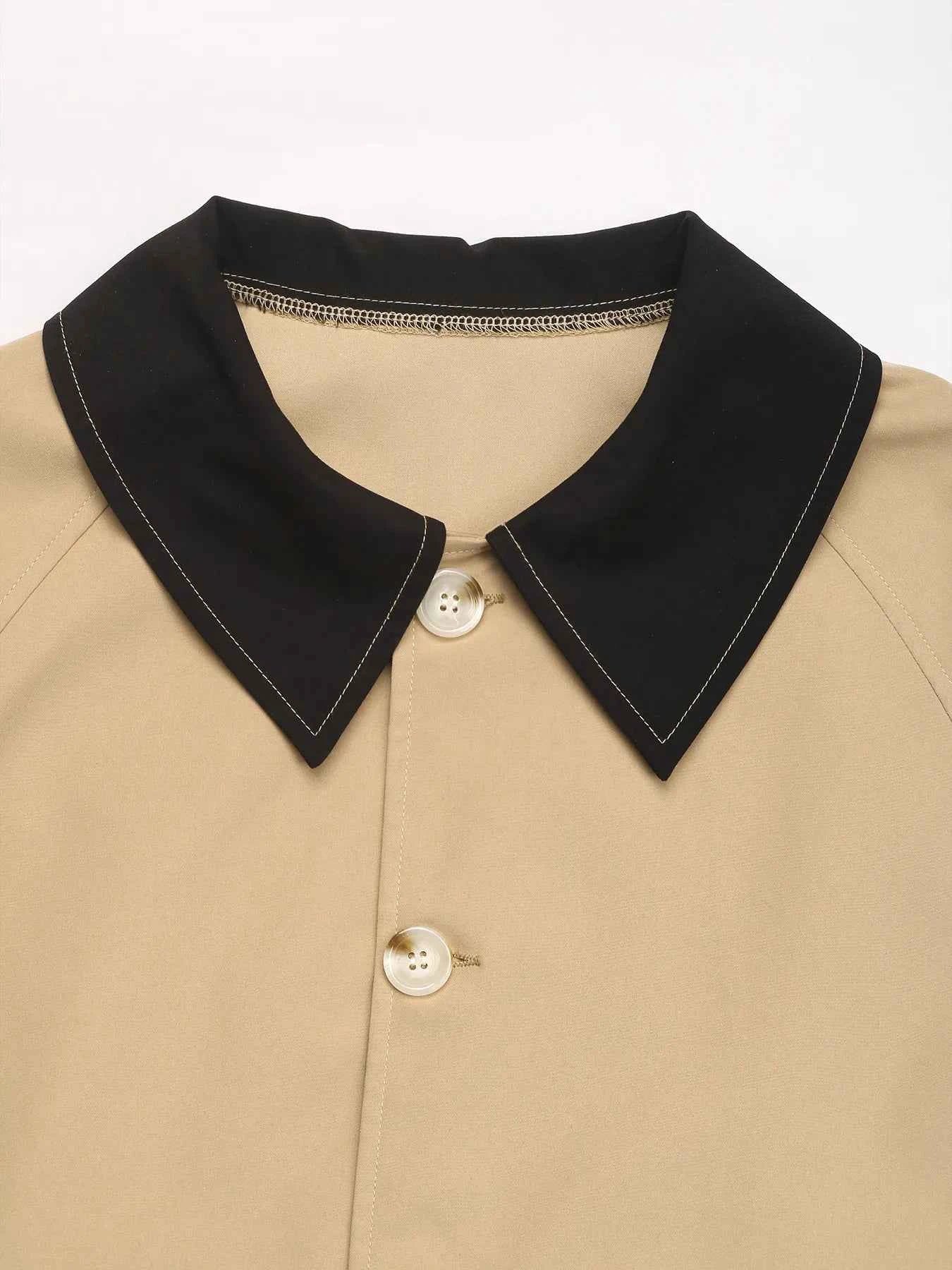 Color Block Button-Up Casual Jacket.