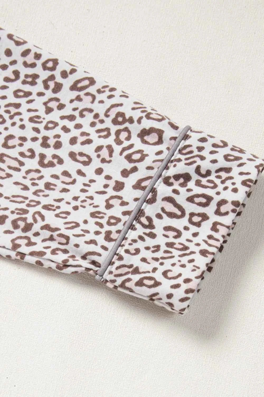 Leopard Print Button Down Long Sleeve Top & Pants Set.