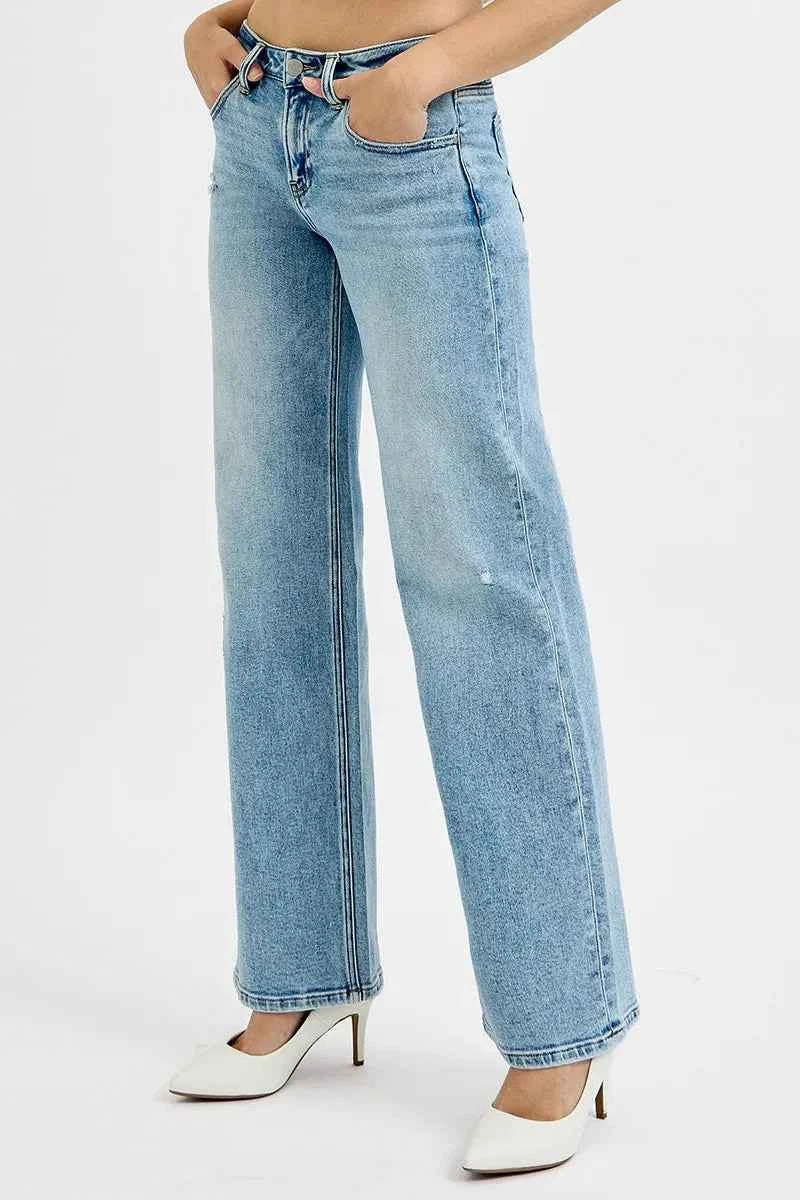 RISEN Plus Size Low Rise Ankle Boyfriend Distressed Jeans.