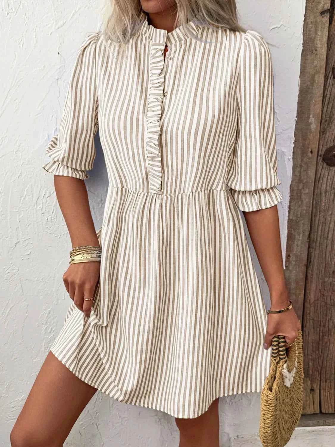 Striped Half Sleeve Dress.