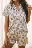 Floral Print Lounge Set: Top & Shorts.