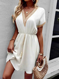 V-Neck Short Sleeve Mini Dress.
