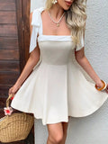 Square Neck Tie Shoulder Dress.