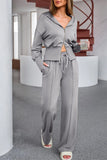 Dropped Shoulder Hoodie and Drawstring Pants Active Set.