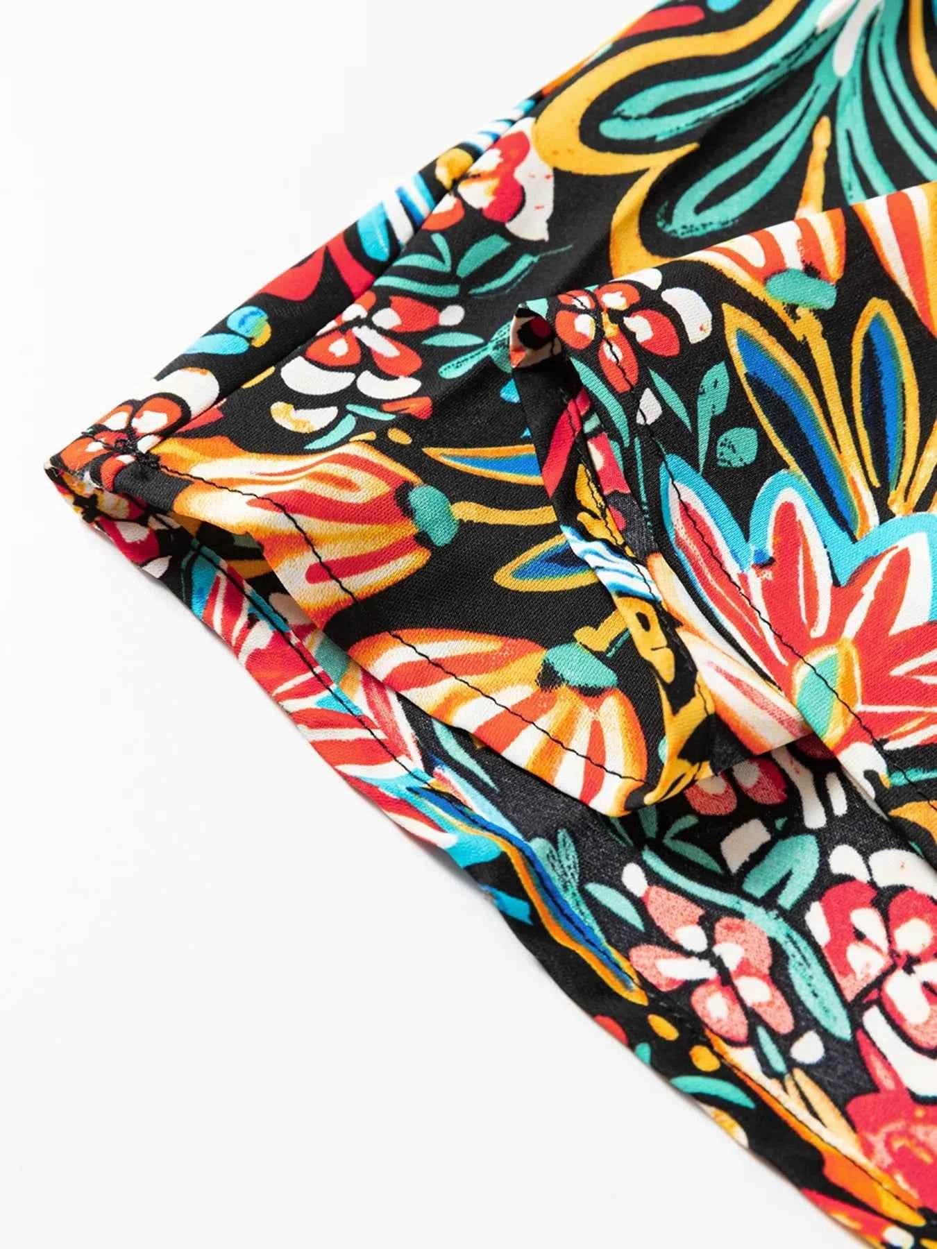 Floral Print High Waist Maxi Dress with Thin Straps.