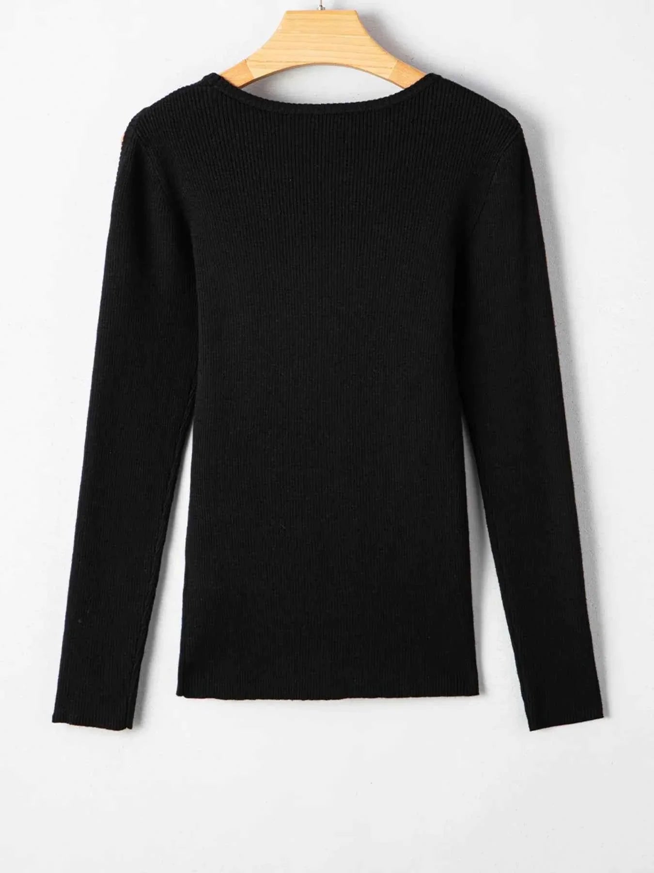Ribbed Knit Cold Shoulder Sweater.