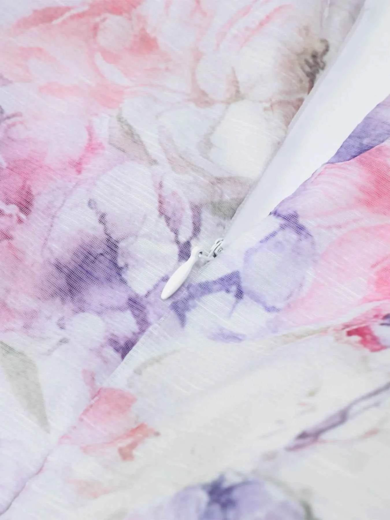 Floral Print Ruffled Mini Dress with Deep V-Neck.