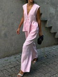 One Button Peplum Top and Pants Set.