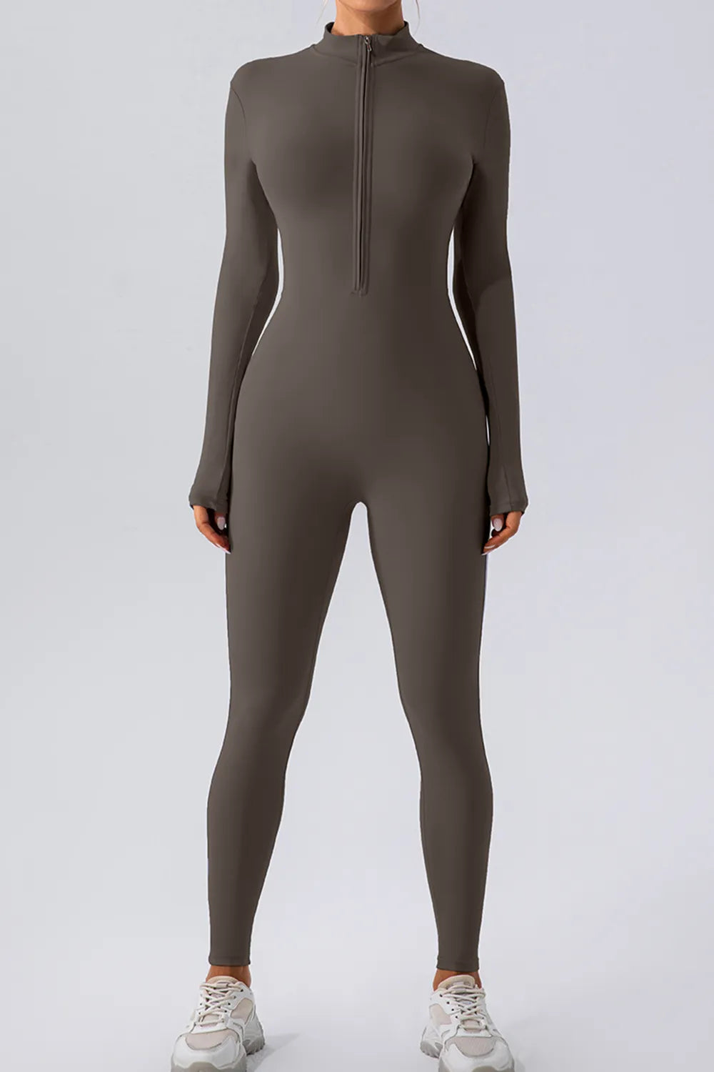 Half Zip Mock Neck Active Jumpsuit.