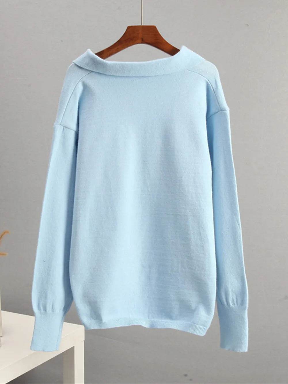 Johnny Collar Long Sleeve Top and Pants Sweater Set - EBYNN