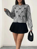 Diamond Pattern Bow Detail Sweater.
