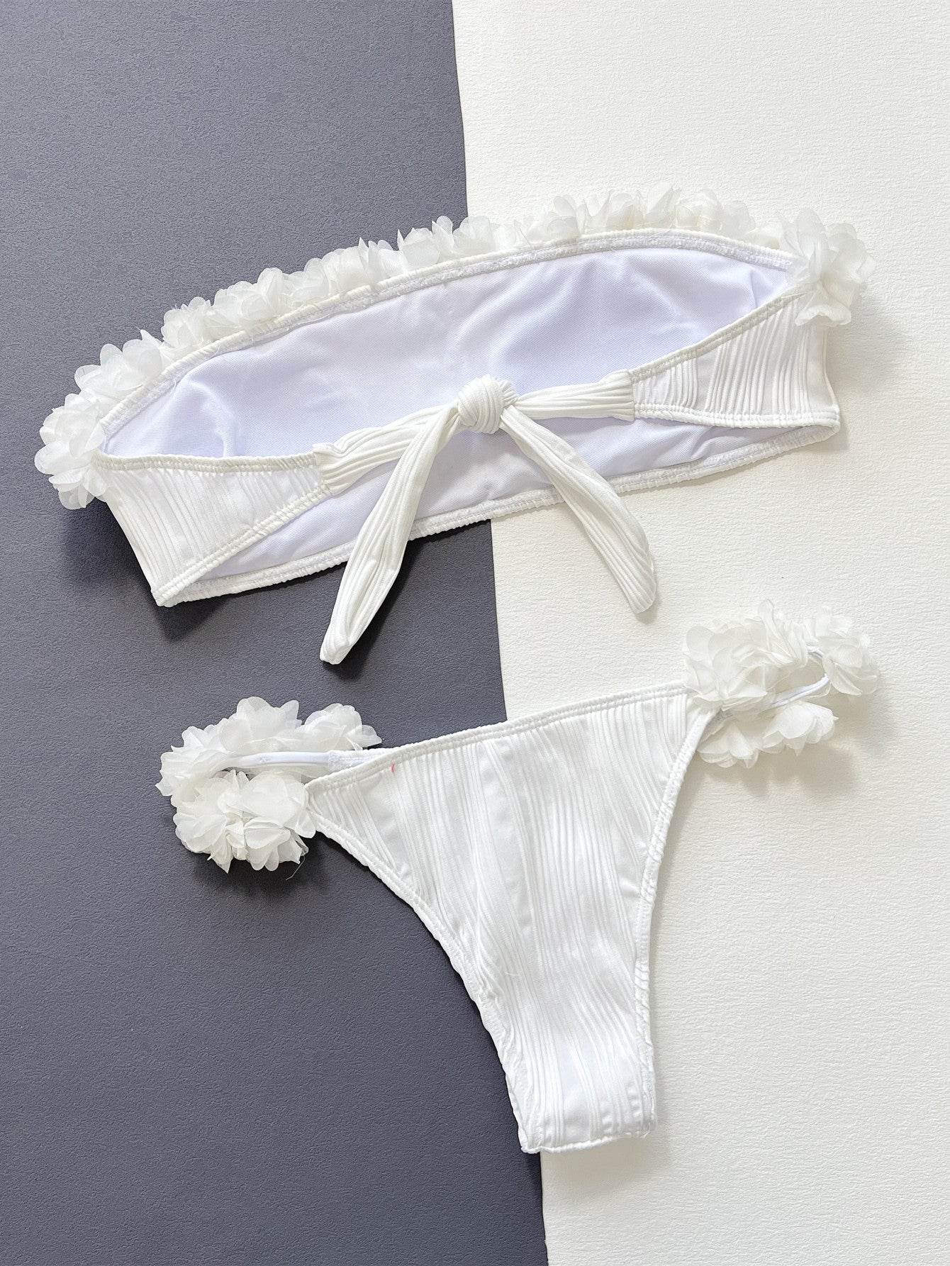 Applique Tie Back Two-Piece Bikini Set.