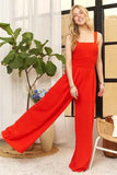 ADORA Plus Size Smocking Top Wide Leg Jumpsuit.