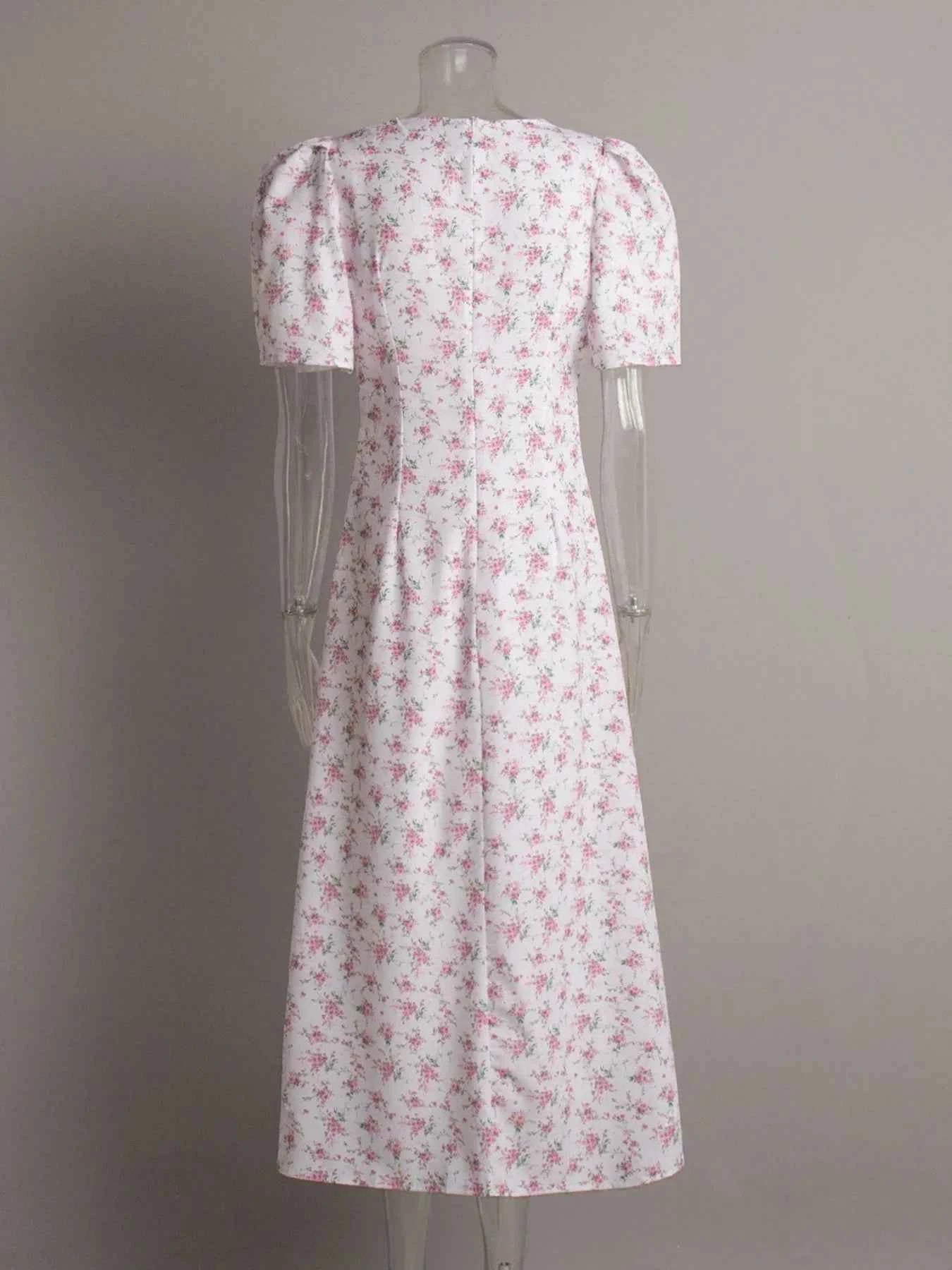 Floral Print Short Sleeve Dress.