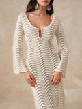 Wave Openwork Crochet Maxi Knit Dress.