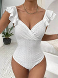 Ruffled Eyelet Lace Corset Bodysuit for Elegant Style and Comfort - EBYNN