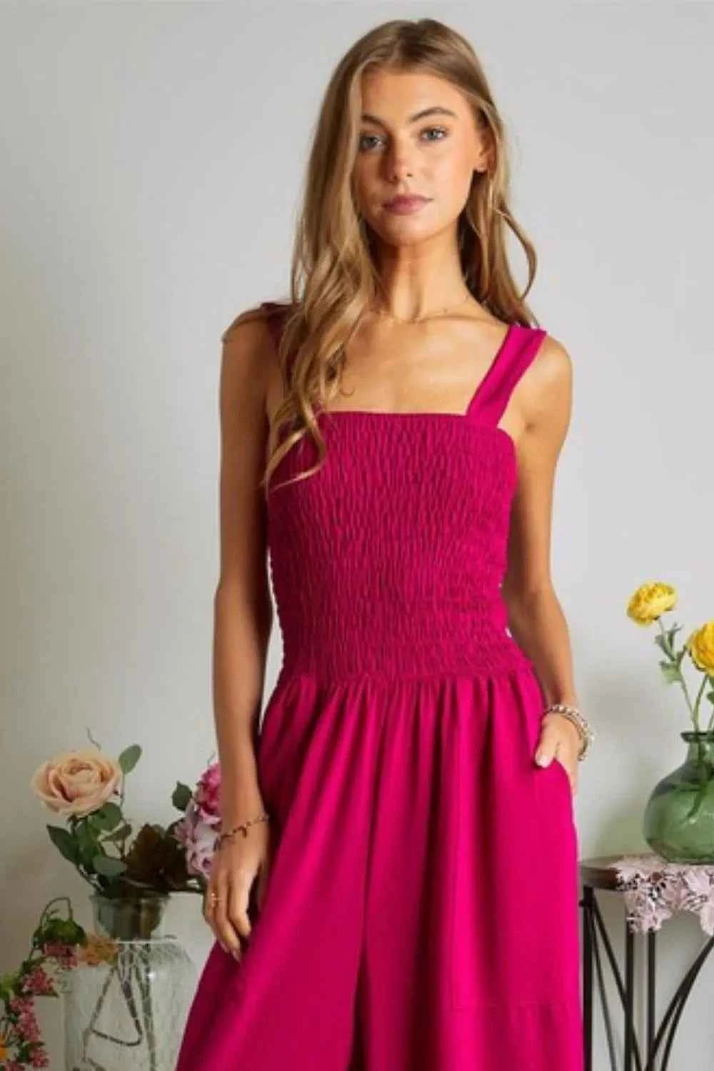 ADORA Smocking Top Wide Leg Jumpsuit.