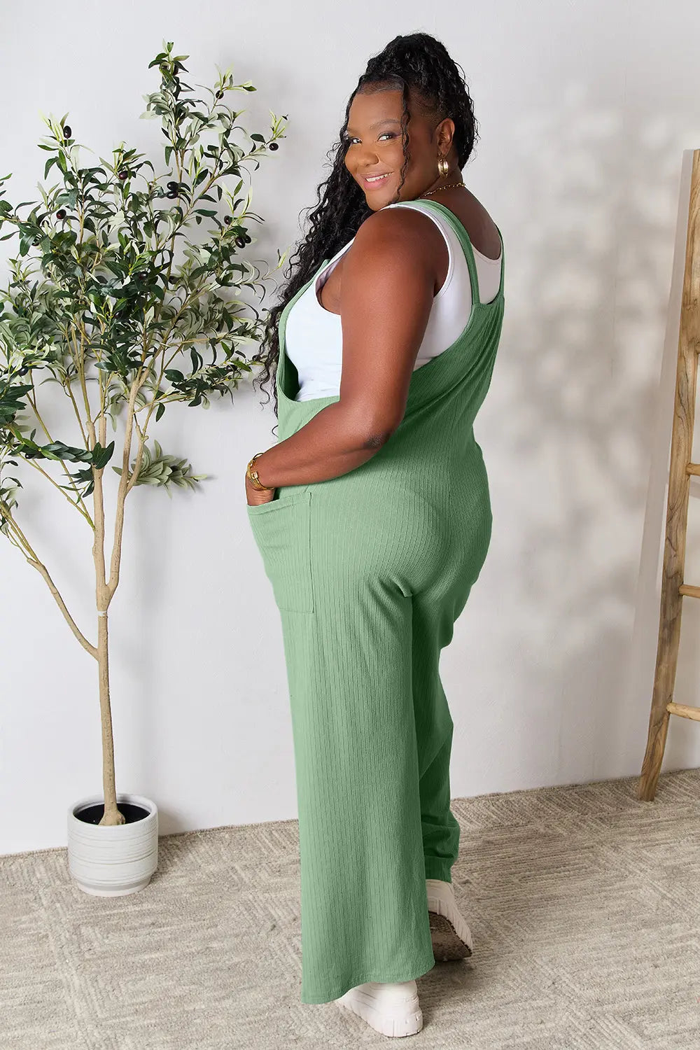 Double Take Full Size Wide Strap Overall with Pockets.
