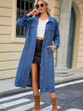 Button Up Long Sleeve Longline Denim Jacket.
