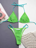 Ribbed Halter Neck Two-Piece Bikini Set.
