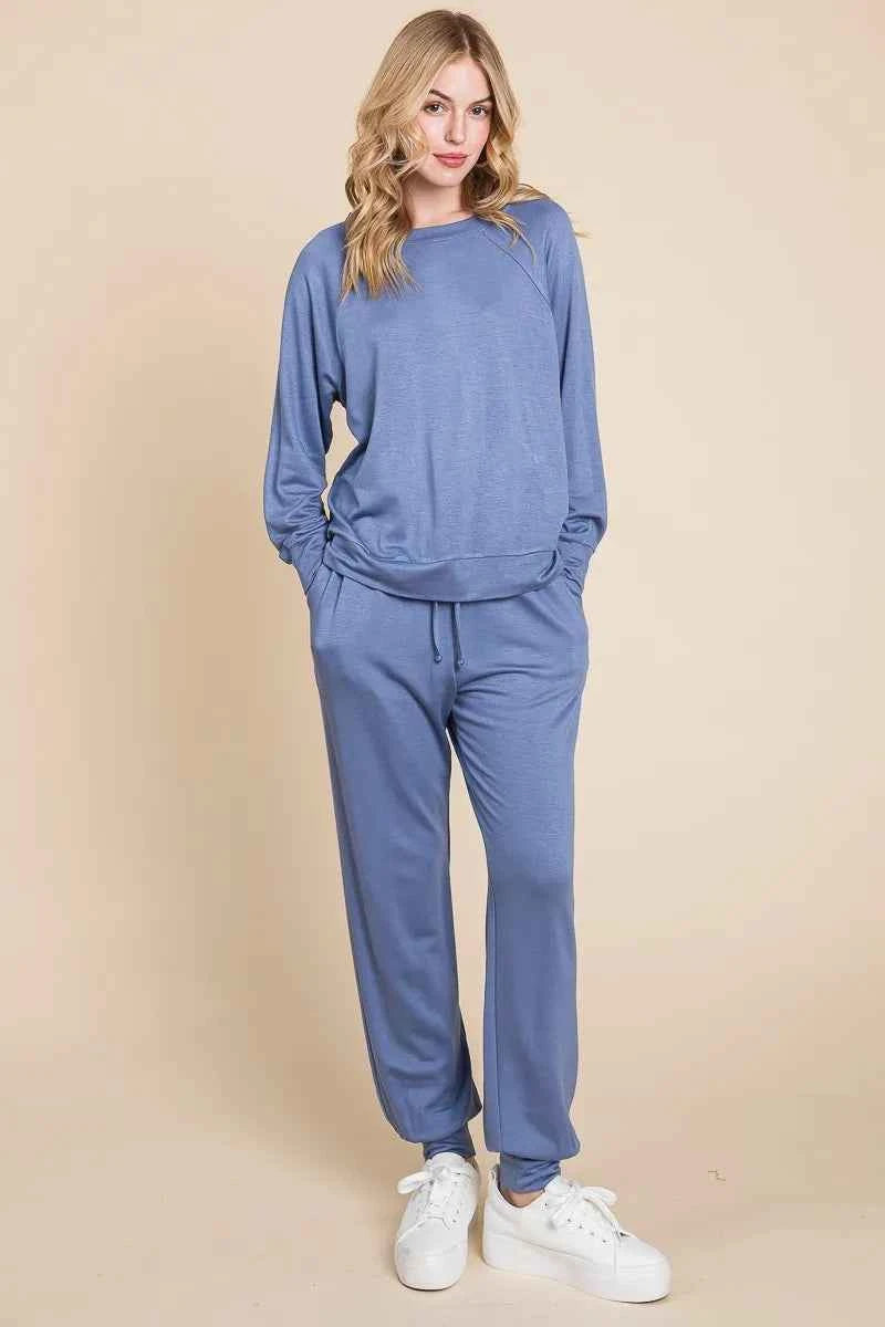 Super Lady Round Neck Raglan Sleeve Lounge Set.