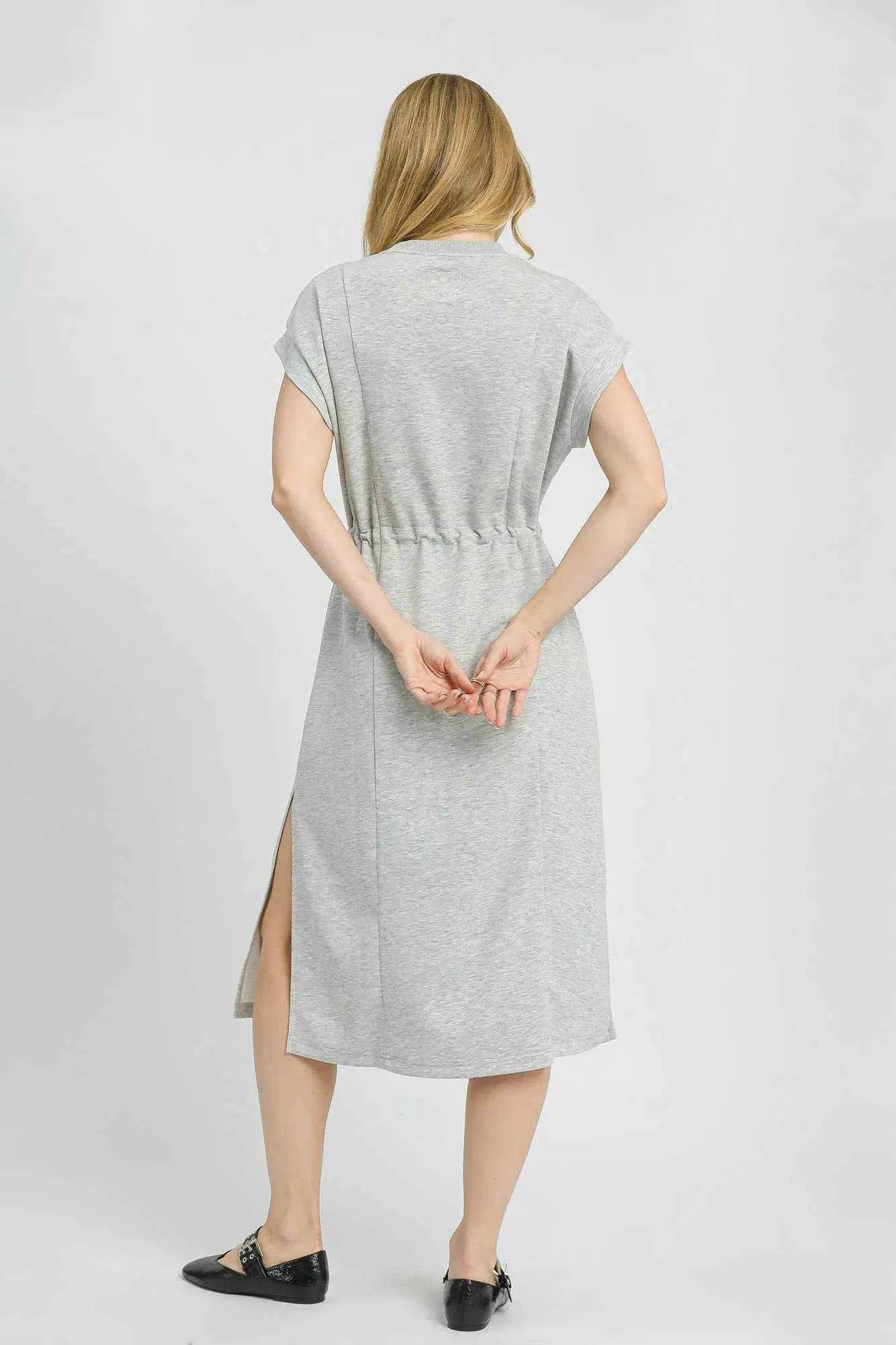 Umgee Side Slit Midi Tee Dress with Pockets.