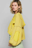 POL Raw Hem Cropped Hooded Jacket.