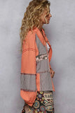 Coral Patchwork Multi-Pattern Button Down Jacket.