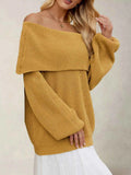 Fold-Over Collar Long Sleeve Sweater.