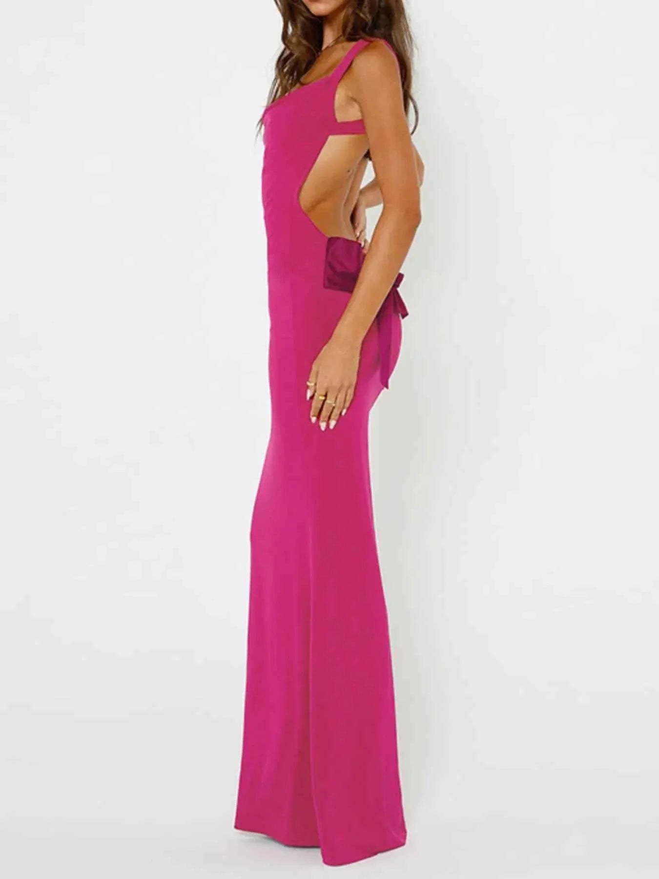 Backless Bow-Tie Back Maxi Dress.