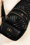 Fame Faux Leather Quilted Crossbody Sling Bag.