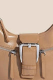 Fame Large Buckle Triple Zipper Hand Bag.