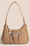 Fame Large Buckle Triple Zipper Hand Bag.