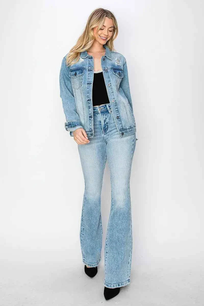 RISEN High Rise Bootcut Jeans.