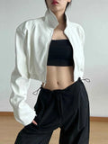 Zip Up Long Sleeve Crop Jacket.