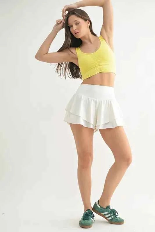 MONO B Ruched Front Active Tank Top.