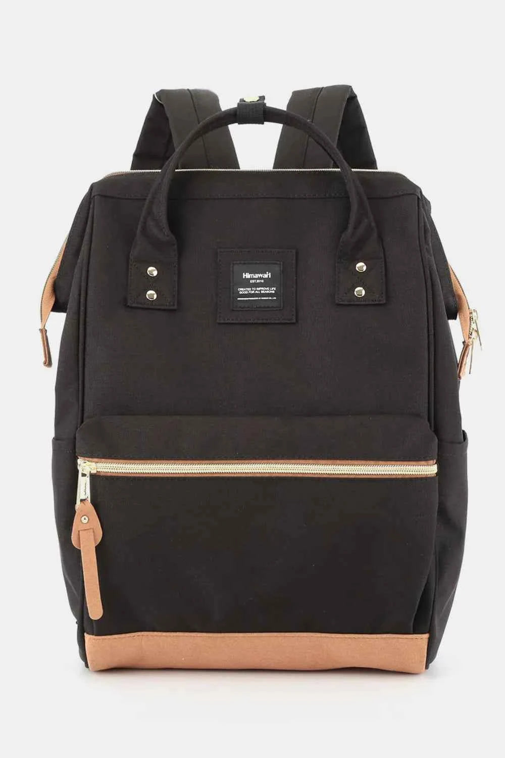 Himawari Contrast Waterproof Canvas Backpack with Side Pockets.