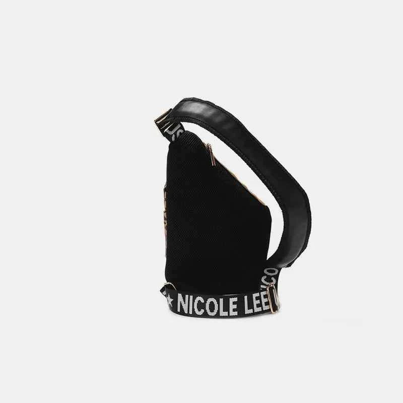 Nicole Lee USA Vegan Leather Leopard & Lip Pattern Crossbody Bag.