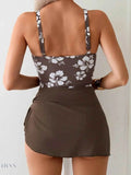 Scoop Neck Floral Swimsuit - Stylish Two-Piece with Vibrant Floral Print - EBYNN