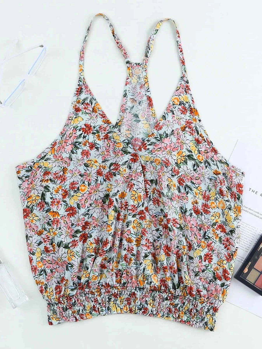 Floral Print Halter Cami Top.